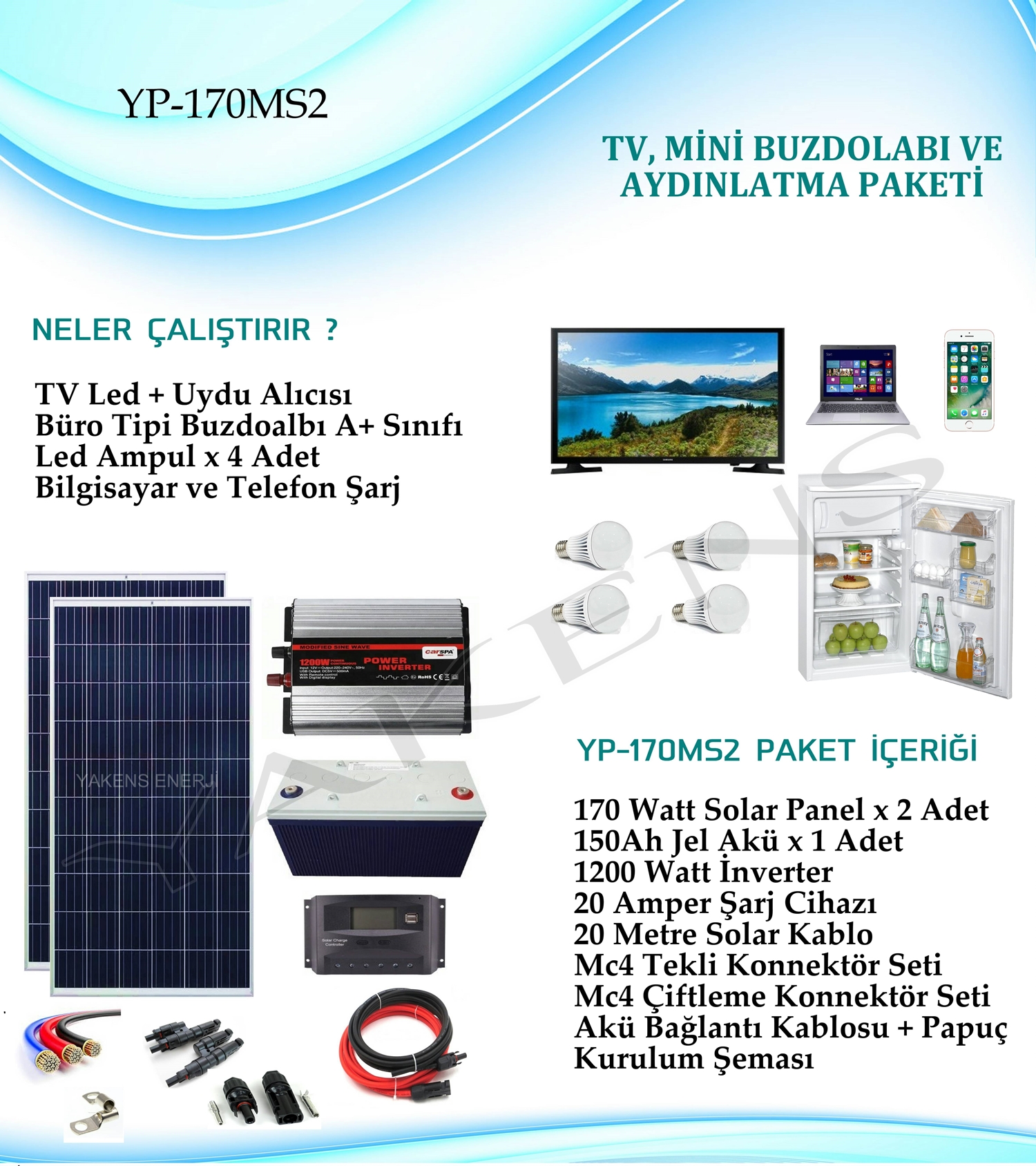 Mini Buzdolabı + Tv + Aydınlatma Güneş Enerjisi Hazır Solar Ev